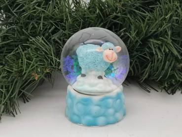 Glitterkugel Schaf, blau